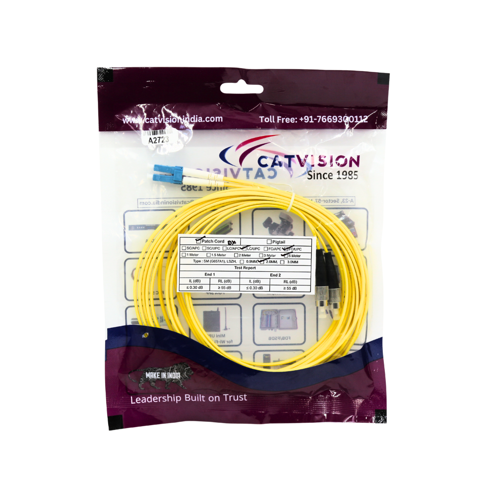CATVISION FIBER PATCH CORD LC-UPC to FC-UPC Single Mode Duplex 2.0mm, 5m